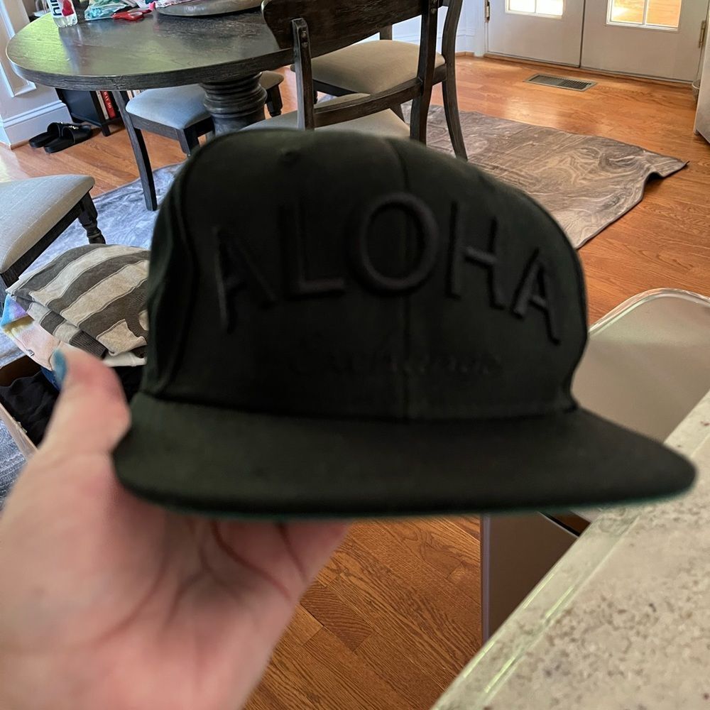 Aloha Exchange Black Embroidered Snap Back Adjustable Hat EUC